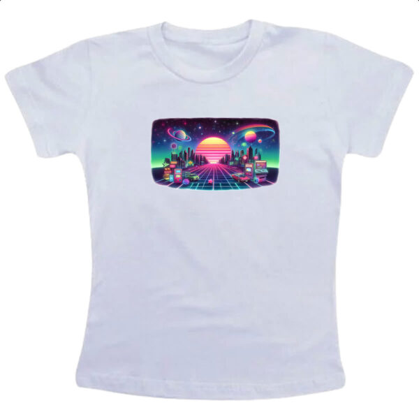 Camiseta Infanto Juvenil Nostalgia anos 80 neon