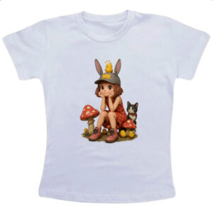 Camiseta Infanto Juvenil Menina Cute Cogumelos