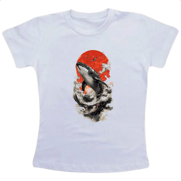 Camiseta Infanto Juvenil Baleia sunset japan
