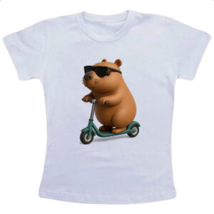Camiseta Infanto Juvenil Capivara no patinete 3D