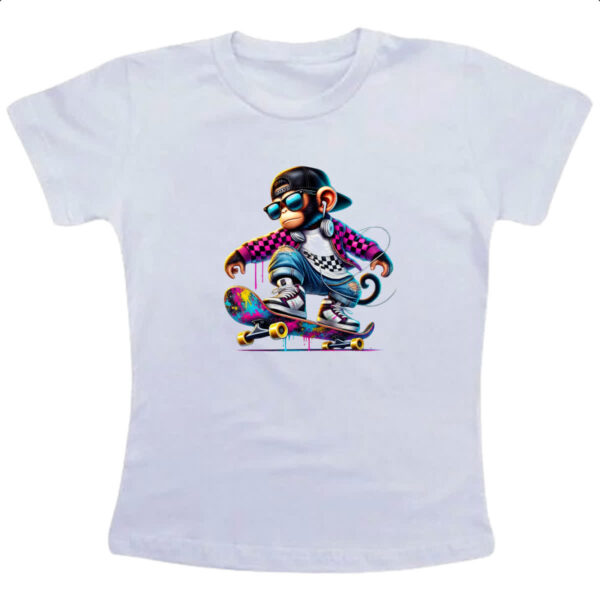 Camiseta Infanto Juvenil Chinpanze hip hop neon