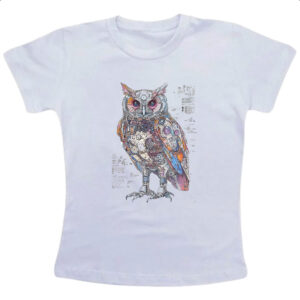 Camiseta Infanto Juvenil Coruja Mecanica Interna Cyberpunk
