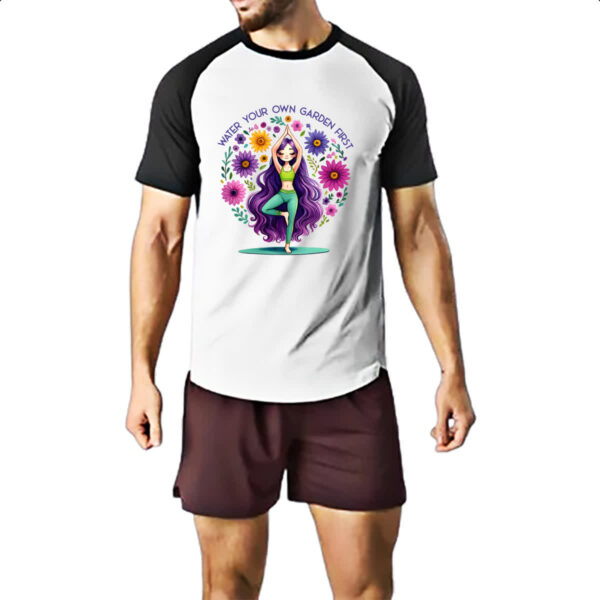 Camiseta Raglan Namaste Yoga Girl Flowers - Imagem 2