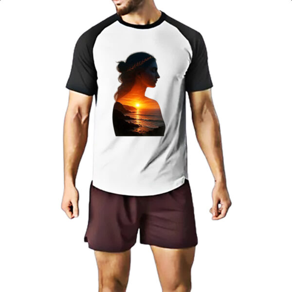 Camiseta Raglan Silhueta mulher sunset - Imagem 2