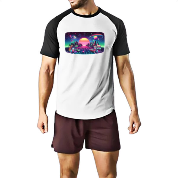 Camiseta Raglan Nostalgia anos 80 neon - Imagem 2