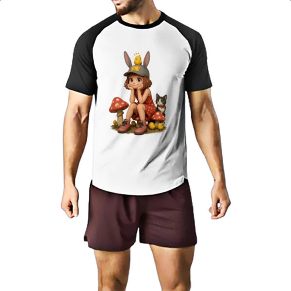Camiseta Raglan Menina Cute Cogumelos - Imagem 2