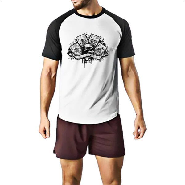 Camiseta Raglan Quadra de ases caveira - Imagem 2