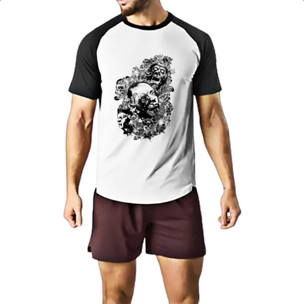 Camiseta Raglan Zumbis psicodelico arte - Imagem 2