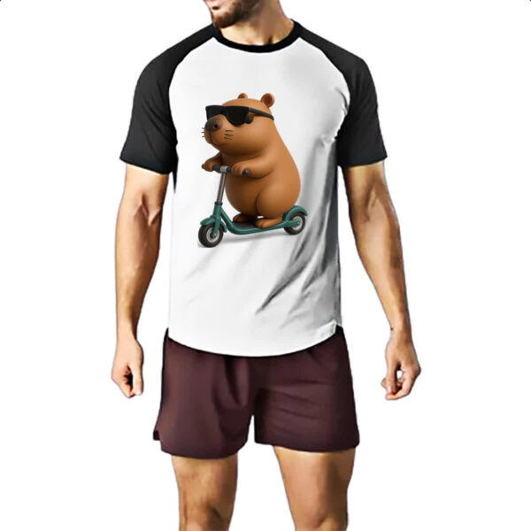 Camiseta Raglan Capivara no patinete 3D - Imagem 2