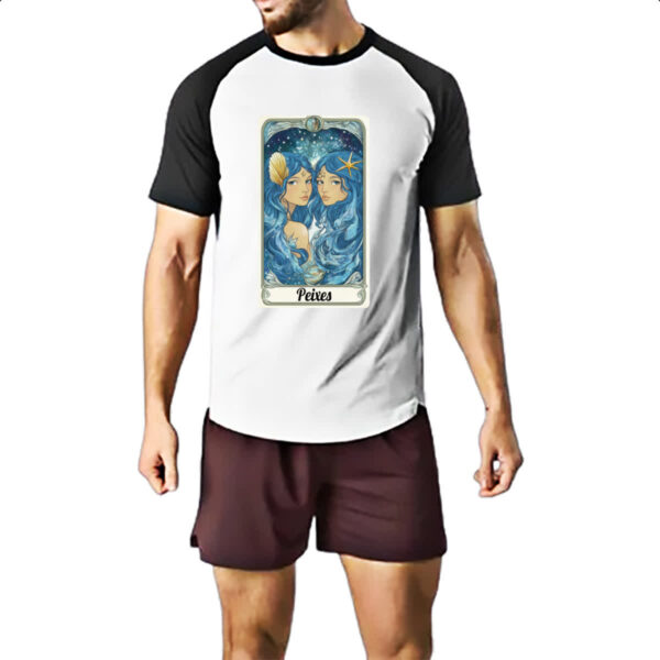 Camiseta Raglan Carta Taro Signo Peixes - Imagem 2