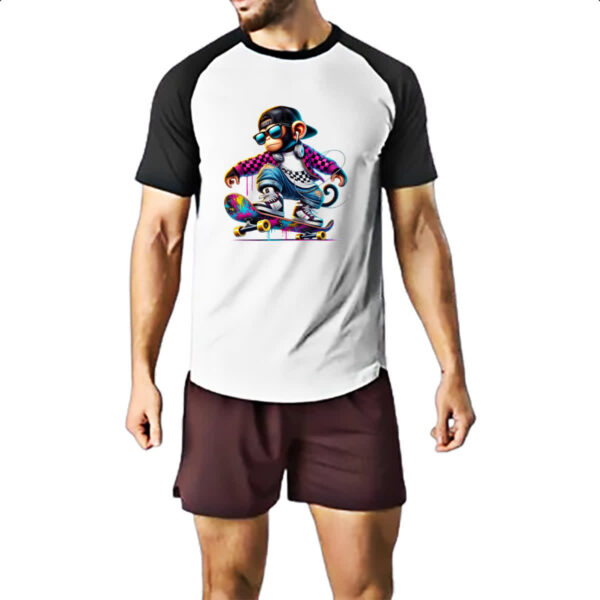 Camiseta Raglan Chinpanze hip hop neon - Imagem 2