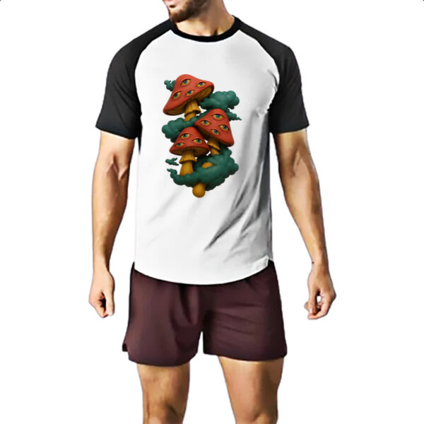 Camiseta Raglan Cogumelos Off-White - Imagem 2