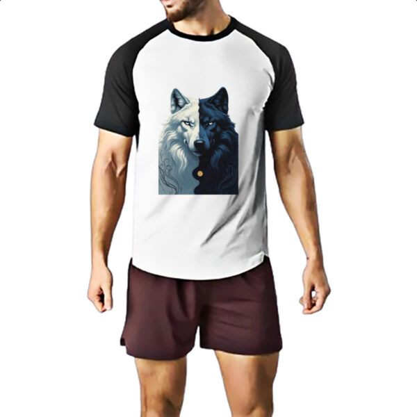 Camiseta Raglan Lobo Yin-yang - Imagem 2
