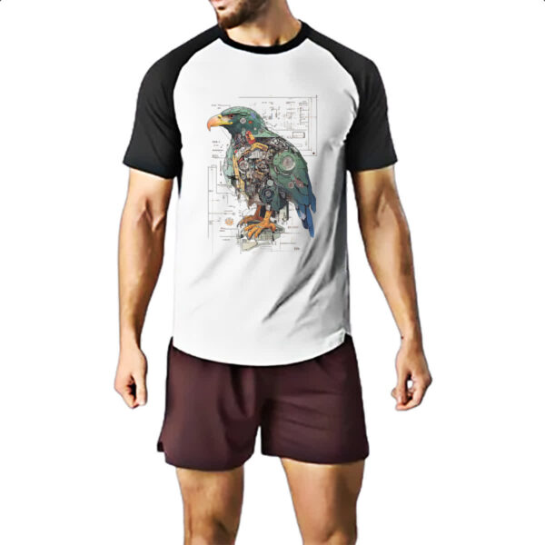Camiseta Raglan Aguia Mecanica Interna Cyberpunk - Imagem 2