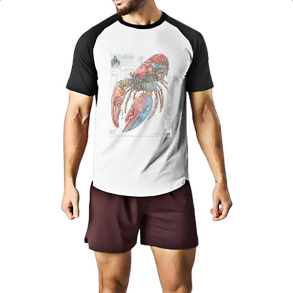 Camiseta Raglan Lagosta Mecanica Interna Cyberpunk - Imagem 2