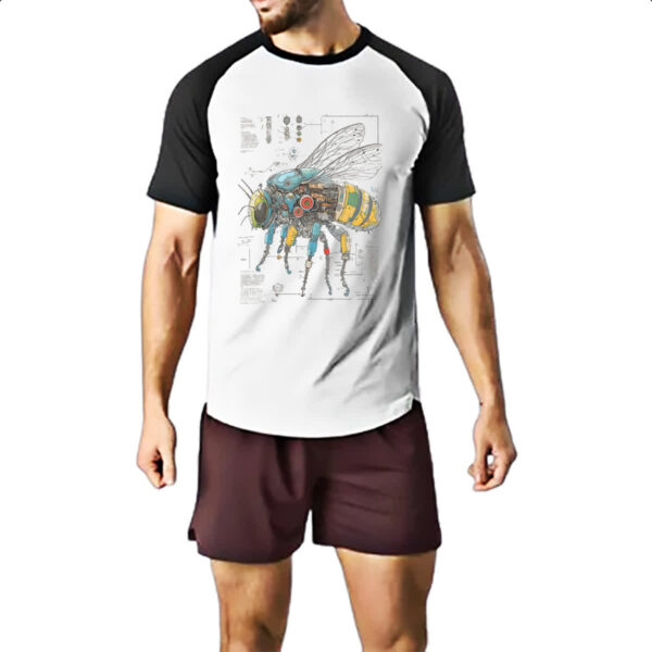 Camiseta Raglan Mosca Mecanica Interna Cyberpunk - Imagem 2