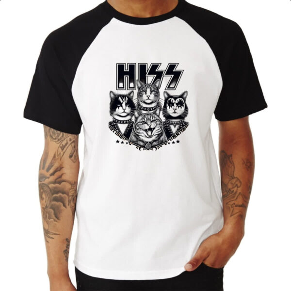 Camiseta Raglan HISS Gatos do Rock - Imagem 3