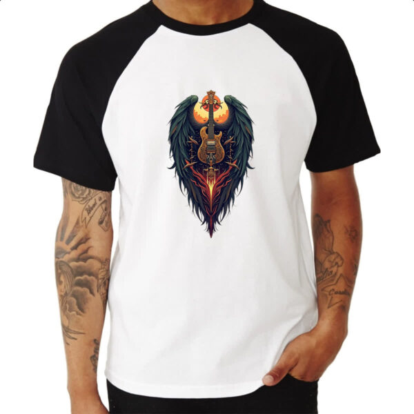 Camiseta Raglan Guitarra Asas de Anjo - Imagem 3