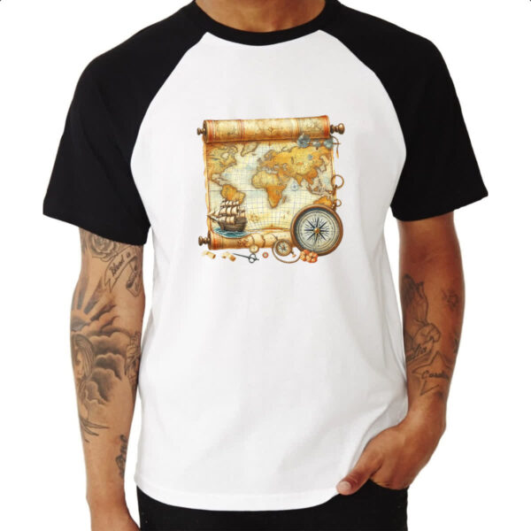 Camiseta Raglan Mapa travel art - Imagem 3