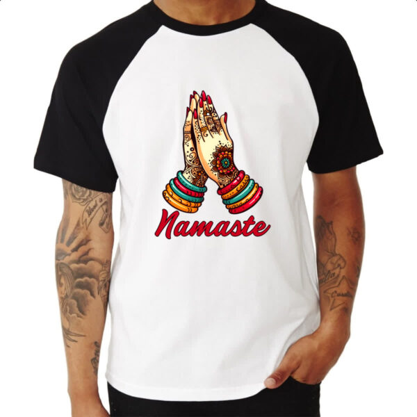 Camiseta Raglan Namaste Girl Hands - Imagem 3