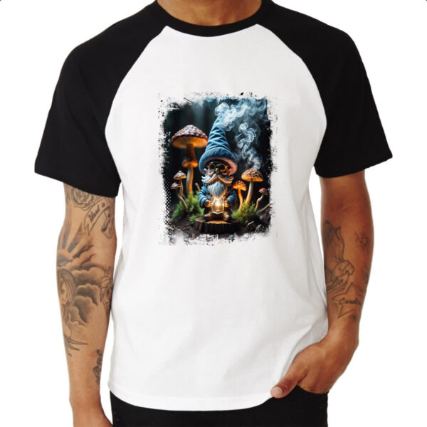 Camiseta Raglan Floresta Gnomo Cogumelo - Imagem 3
