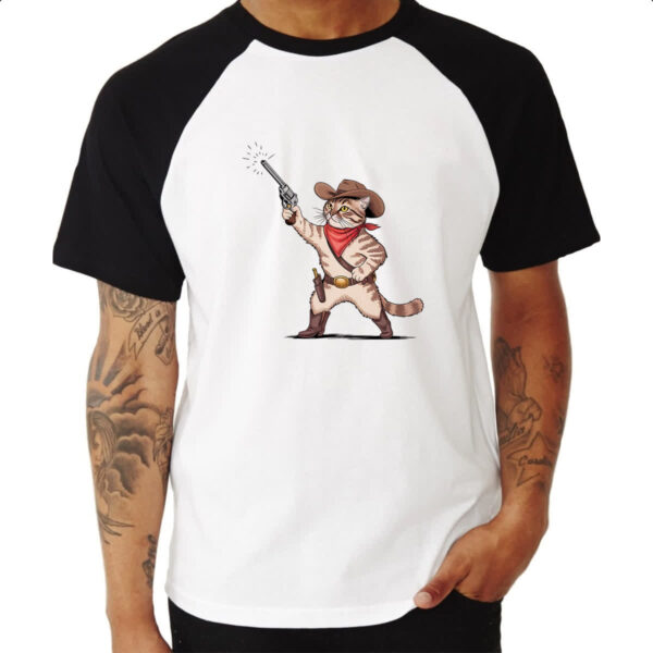 Camiseta Raglan Gato Cowboy - Imagem 3