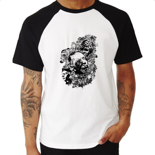 Camiseta Raglan Zumbis psicodelico arte - Imagem 3