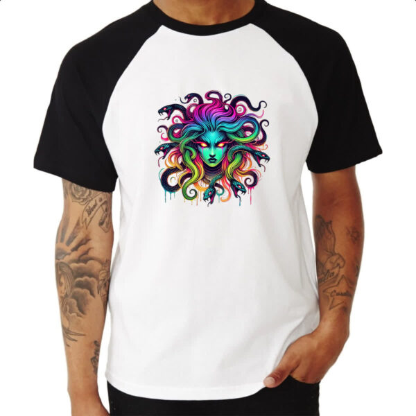 Camiseta Raglan Medusa Neon Art - Imagem 3