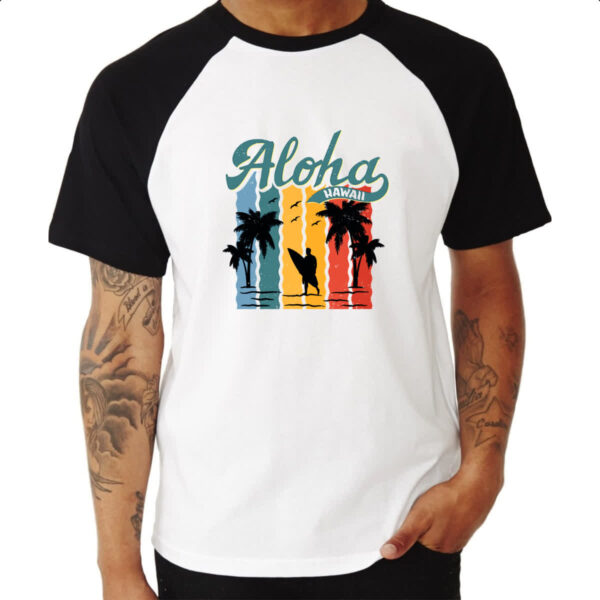 Camiseta Raglan Aloha Hawaii Vintage Style - Imagem 3