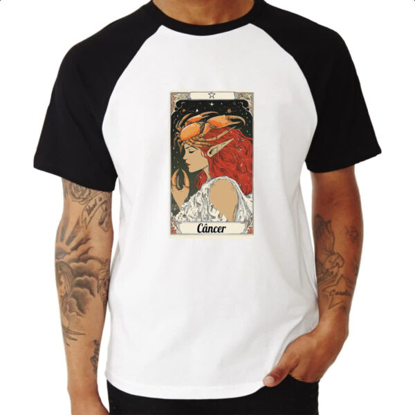 Camiseta Raglan Carta Taro Signo Cancer - Imagem 3