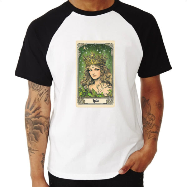 Camiseta Raglan Carta Taro Signo Leao - Imagem 3