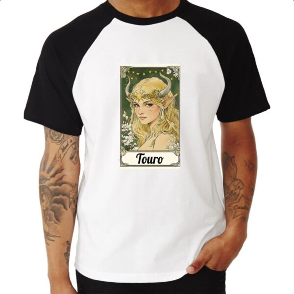 Camiseta Raglan Carta Taro Signo Touro - Imagem 3