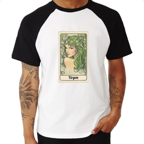 Camiseta Raglan Carta Taro Signo Virgem - Imagem 3
