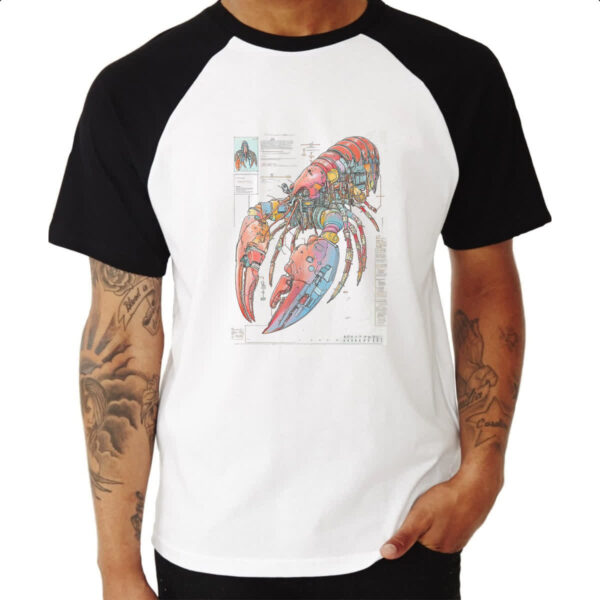 Camiseta Raglan Lagosta Mecanica Interna Cyberpunk - Imagem 3