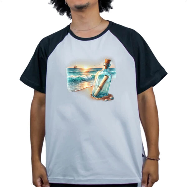 Camiseta Raglan Mensagem na garrada travel art - Imagem 4