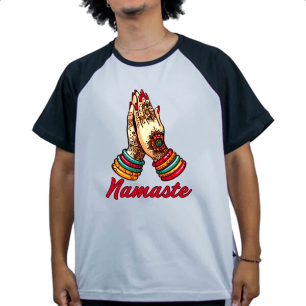 Camiseta Raglan Namaste Girl Hands - Imagem 4