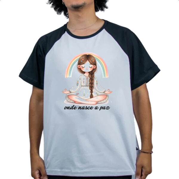 Camiseta Raglan Yoga onde nasce a paz - Imagem 4