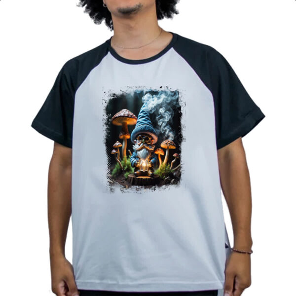 Camiseta Raglan Floresta Gnomo Cogumelo - Imagem 4