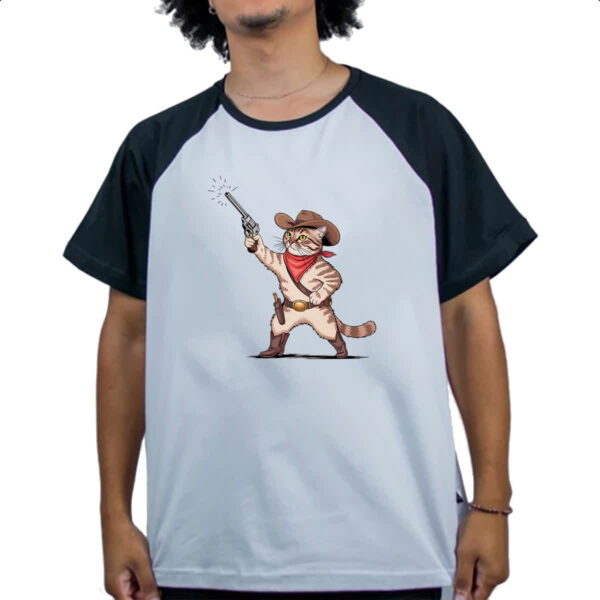 Camiseta Raglan Gato Cowboy - Imagem 4