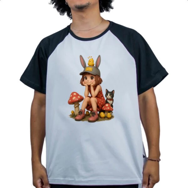 Camiseta Raglan Menina Cute Cogumelos - Imagem 4