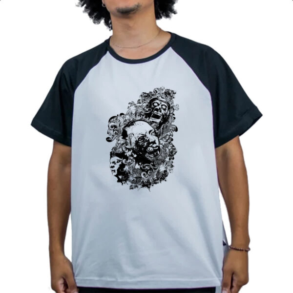Camiseta Raglan Zumbis psicodelico arte - Imagem 4