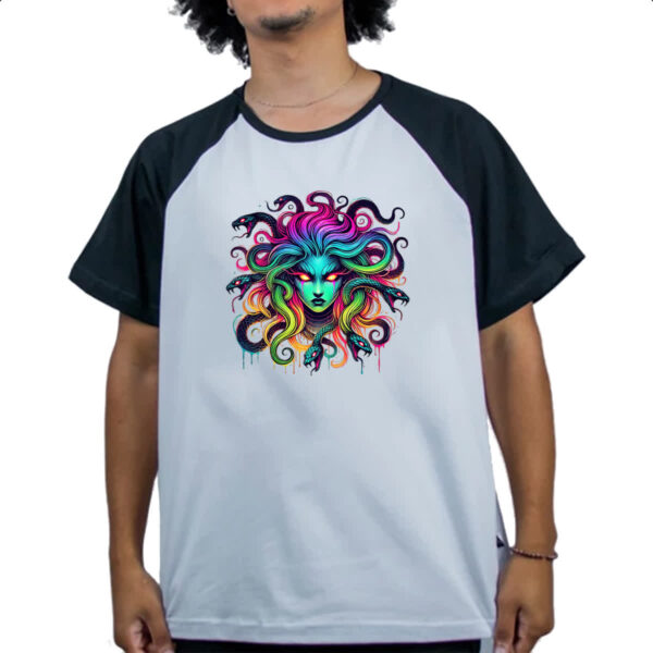 Camiseta Raglan Medusa Neon Art - Imagem 4