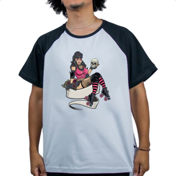 Camiseta Raglan Patinadora com cranio - Imagem 4
