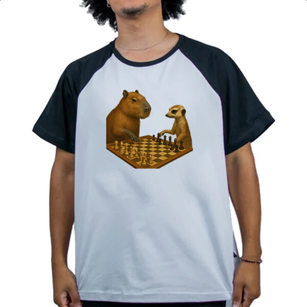 Camiseta Raglan Xadrez Capivara vs Suricato - Imagem 4