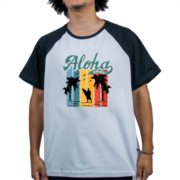 Camiseta Raglan Aloha Hawaii Vintage Style - Imagem 4