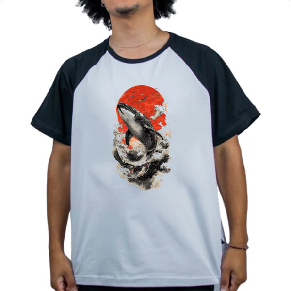 Camiseta Raglan Baleia sunset japan - Imagem 4