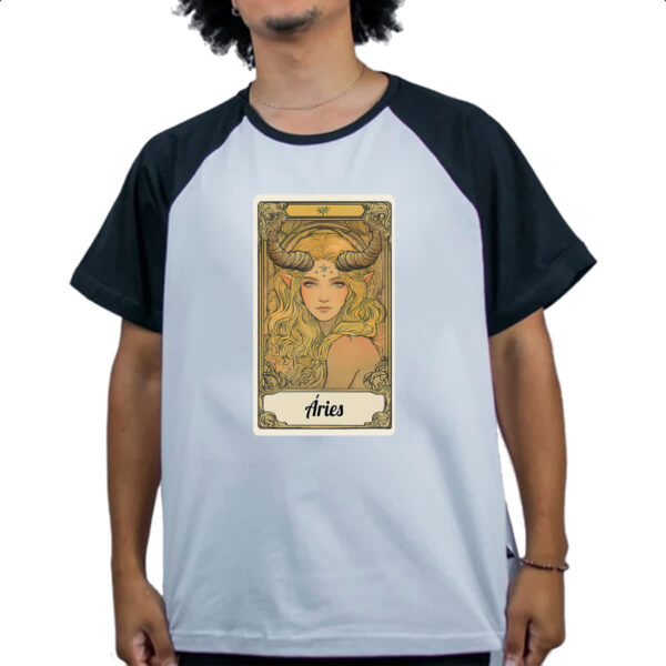 Camiseta Raglan Carta Taro Signo Aries - Imagem 4