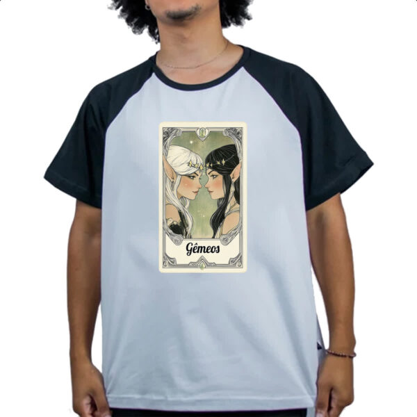 Camiseta Raglan Carta Taro Signo Gemeos - Imagem 4