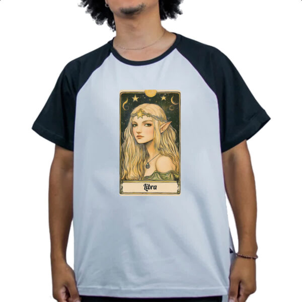Camiseta Raglan Carta Taro Signo Libra - Imagem 4