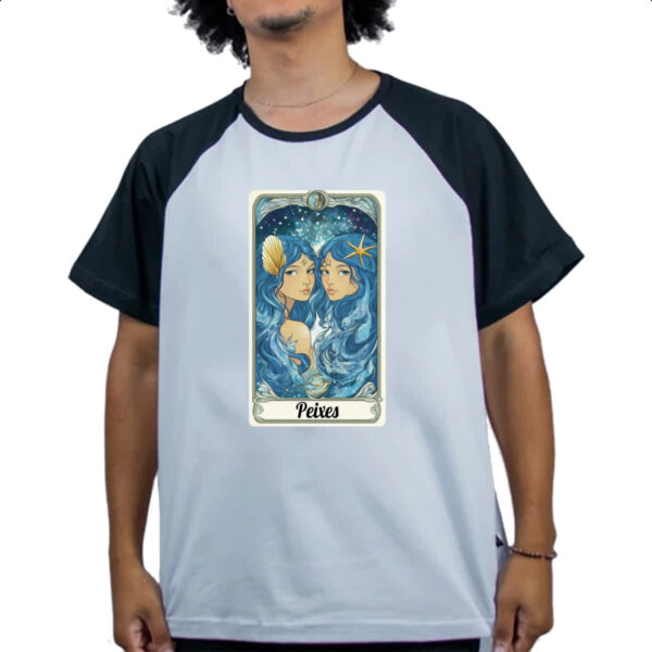 Camiseta Raglan Carta Taro Signo Peixes - Imagem 4